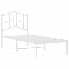 vidaXL Metal Bed Frame without Mattress with Headboard White 75x190cm 4
