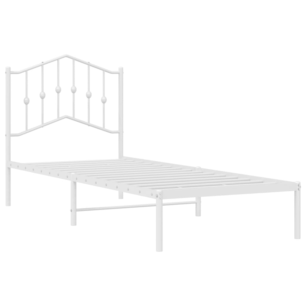 vidaXL Metal Bed Frame without Mattress with Headboard White 90x190cm 4