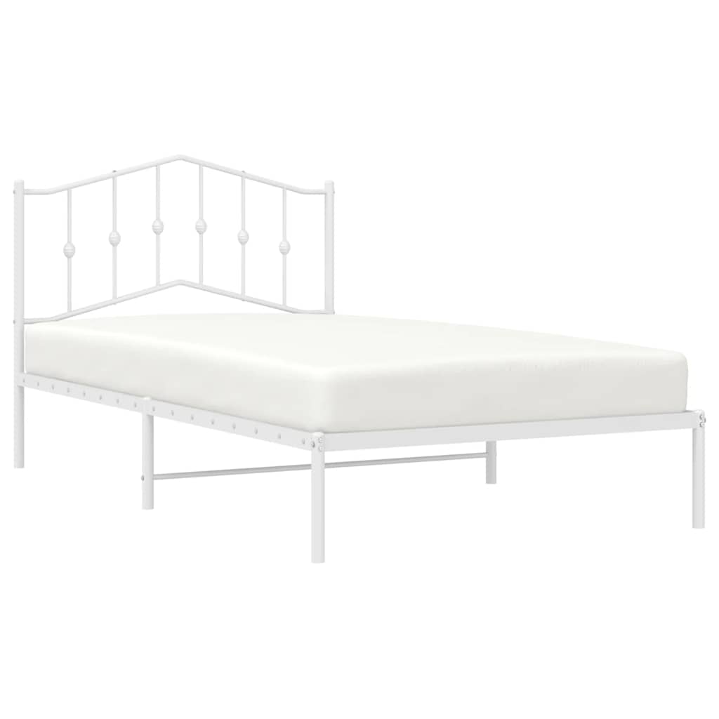 vidaXL Metal Bed Frame without Mattress with Headboard White 107x203cm 3