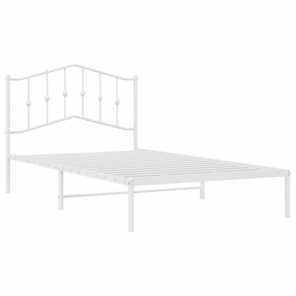 vidaXL Metal Bed Frame without Mattress with Headboard White 107x203cm 4