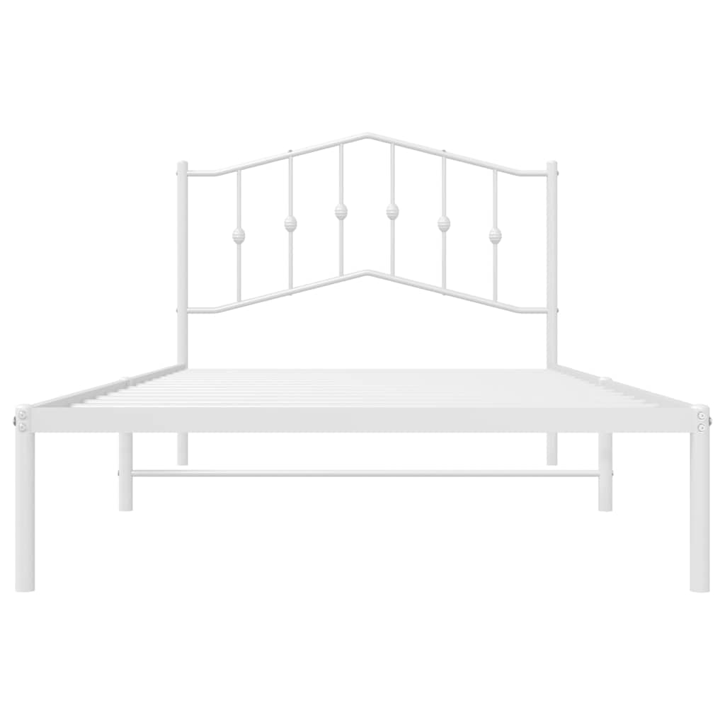 vidaXL Metal Bed Frame without Mattress with Headboard White 107x203cm 5