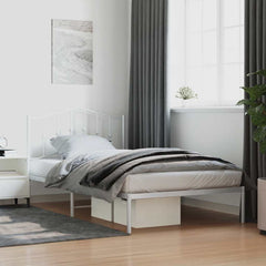 vidaXL Metal Bed Frame without Mattress with Headboard White 107x203cm 1