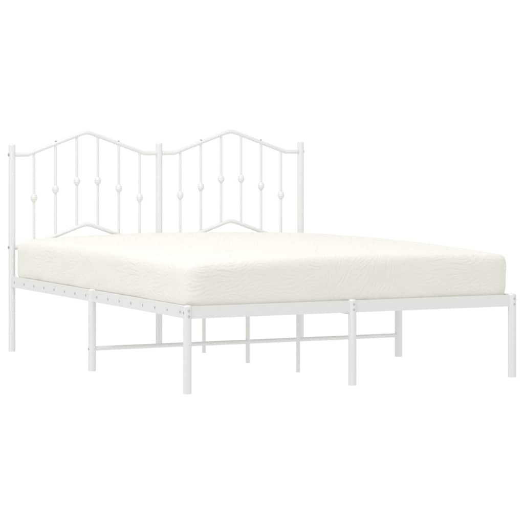 vidaXL Bed Frame | White | Steel | 135x190 cm | Bed Frame | Rectangular 4
