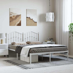 vidaXL Bed Frame | White | Steel | 135x190 cm | Bed Frame | Rectangular 1