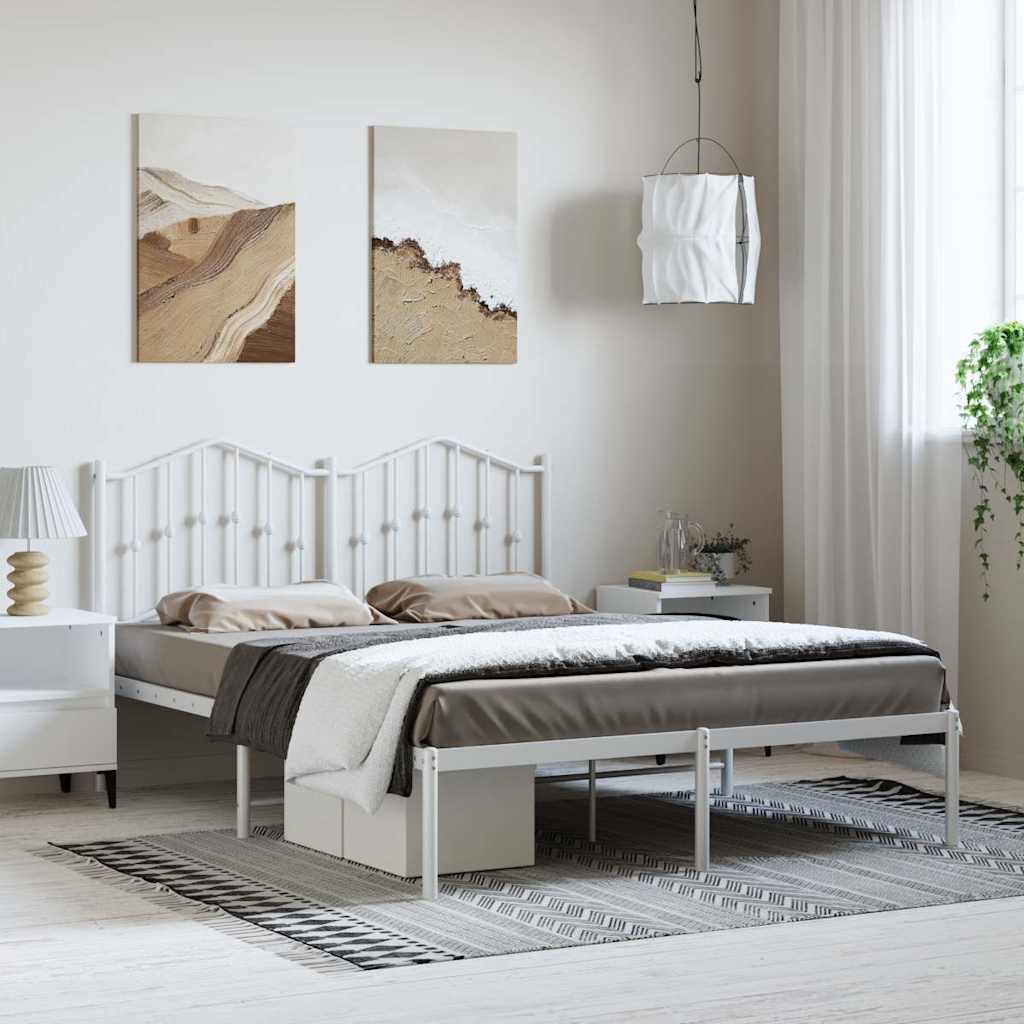 vidaXL Bed Frame | White | Powder-Coated Steel | King | Bed Frame | Rectangular 1