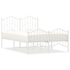 Metal Bed Frame without Mattress with Footboard with Headboard & Footboard White 120 cm 190 cm