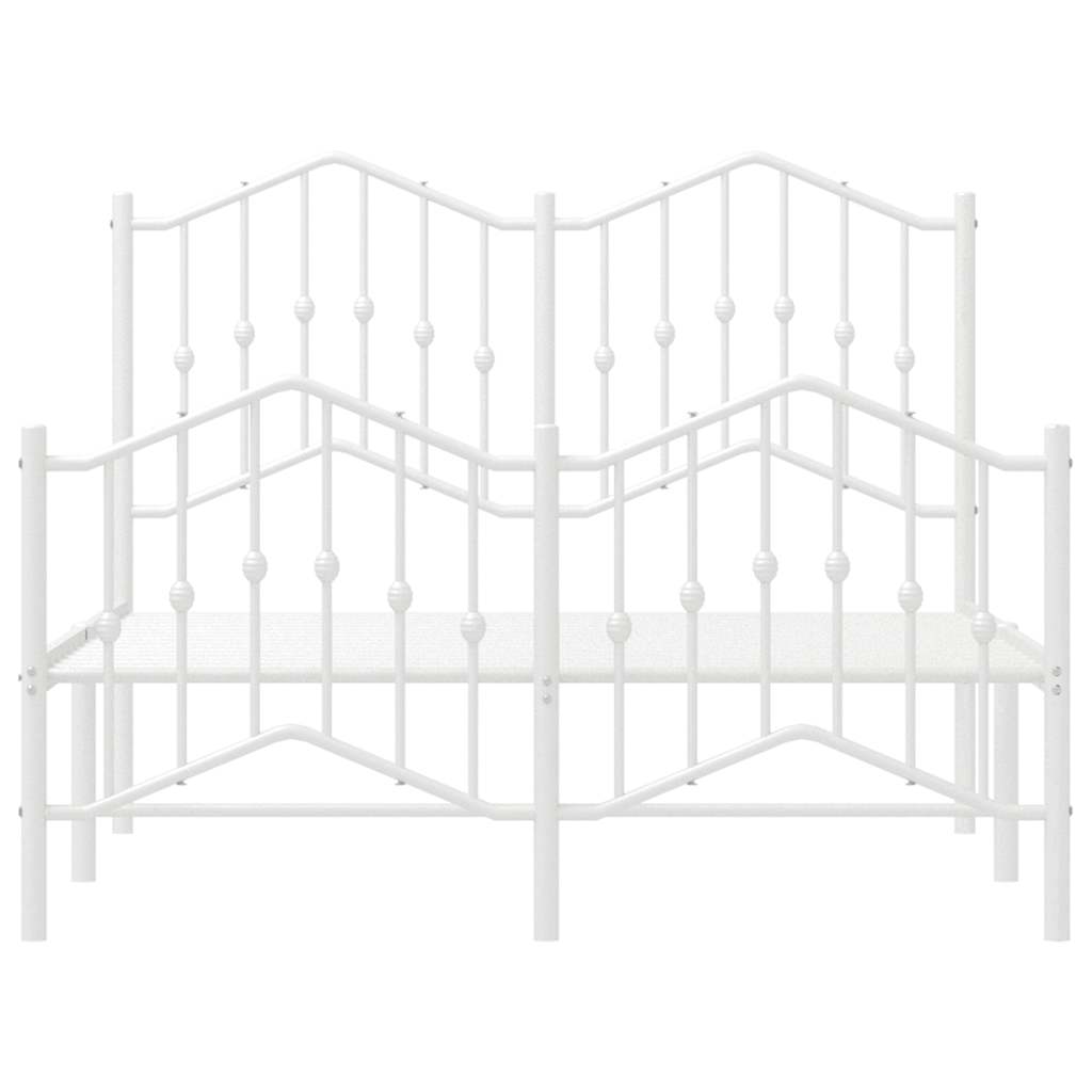 Metal Bed Frame without Mattress with Footboard with Headboard & Footboard White 120 cm 190 cm