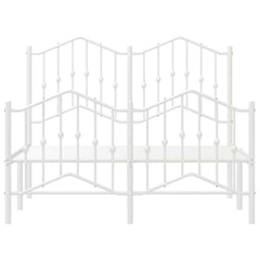 Metal Bed Frame without Mattress with Footboard with Headboard & Footboard White 120 cm 190 cm