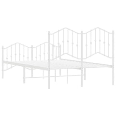 Metal Bed Frame without Mattress with Footboard with Headboard & Footboard White 120 cm 190 cm