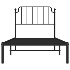 vidaXL Metal Bed Frame without Mattress with Headboard Black 90x200cm 5