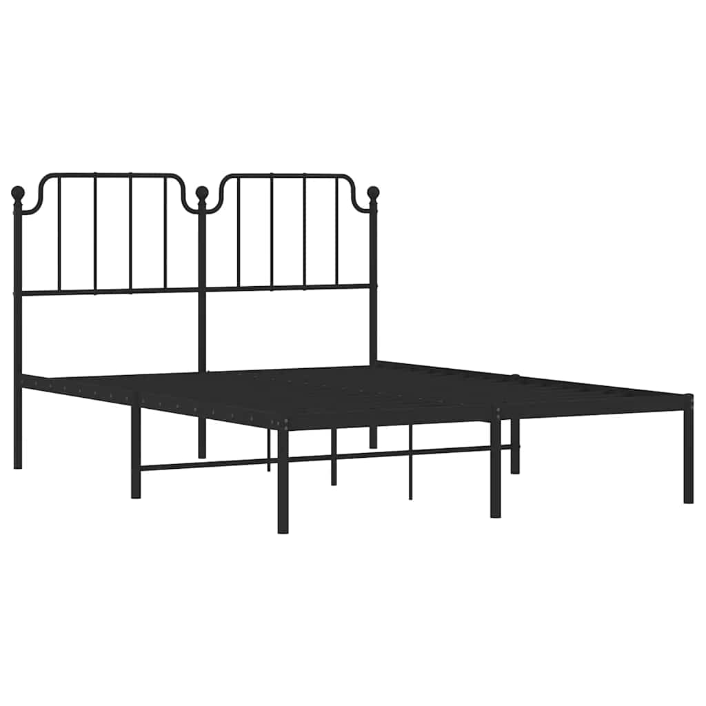 vidaXL Metal Bed Frame without Mattress with Headboard Black 135x190cm 5