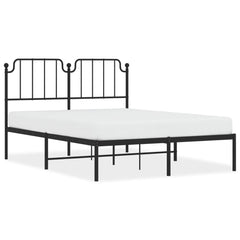 vidaXL Metal Bed Frame without Mattress with Headboard Black 140x190cm 2