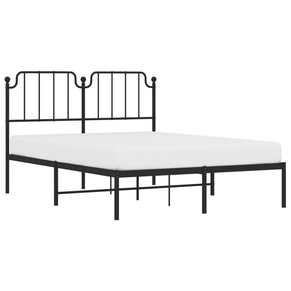 vidaXL Metal Bed Frame without Mattress with Headboard Black 140x190cm 3