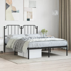 vidaXL Metal Bed Frame without Mattress with Headboard Black 140x190cm 1
