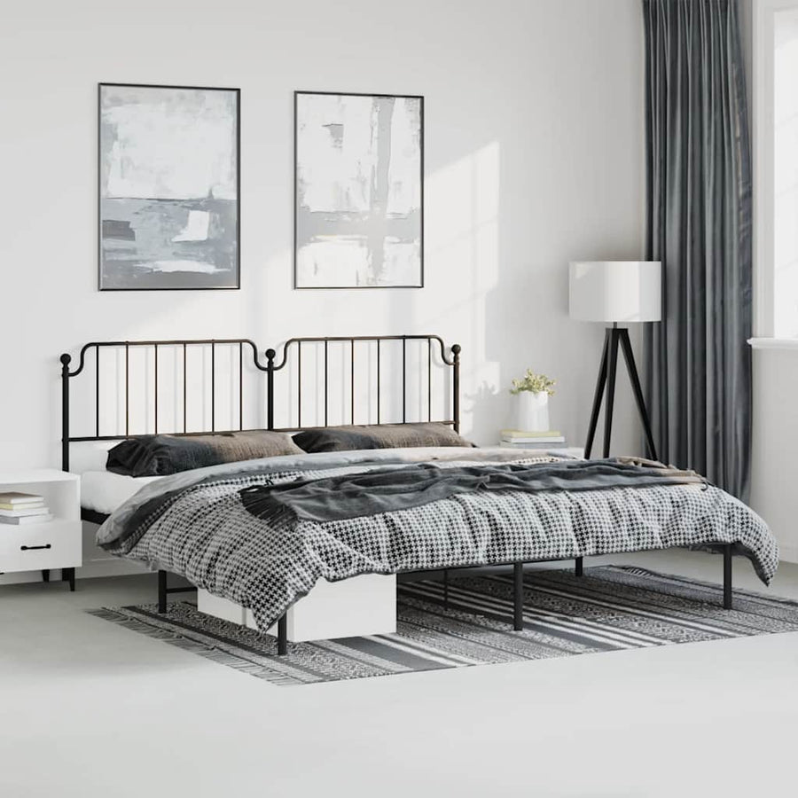 vidaXL Metal Bed Frame without Mattress with Headboard Black 183x213cm 1