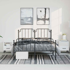 vidaXL Metal Bed Frame without Mattress with Footboard Black 135x190cm 3