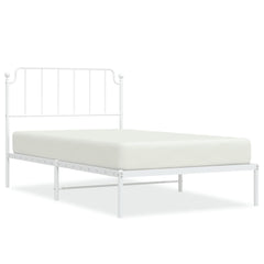 vidaXL Metal Bed Frame without Mattress with Headboard White 107x203cm 2