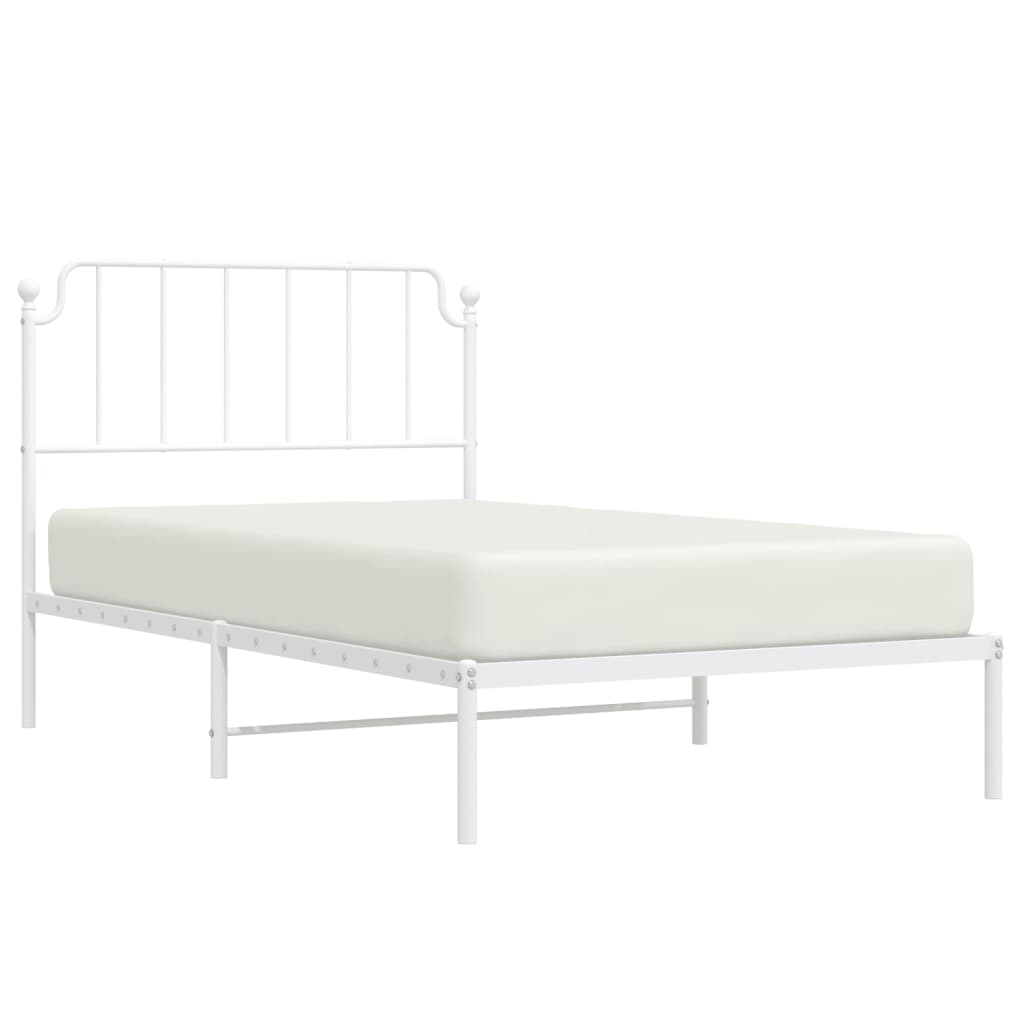 vidaXL Metal Bed Frame without Mattress with Headboard White 107x203cm 3
