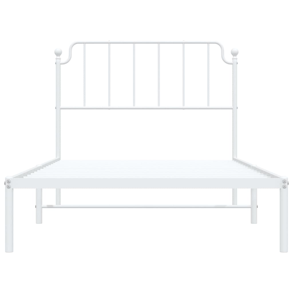 vidaXL Metal Bed Frame without Mattress with Headboard White 107x203cm 5
