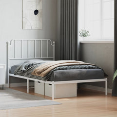 vidaXL Metal Bed Frame without Mattress with Headboard White 107x203cm 1