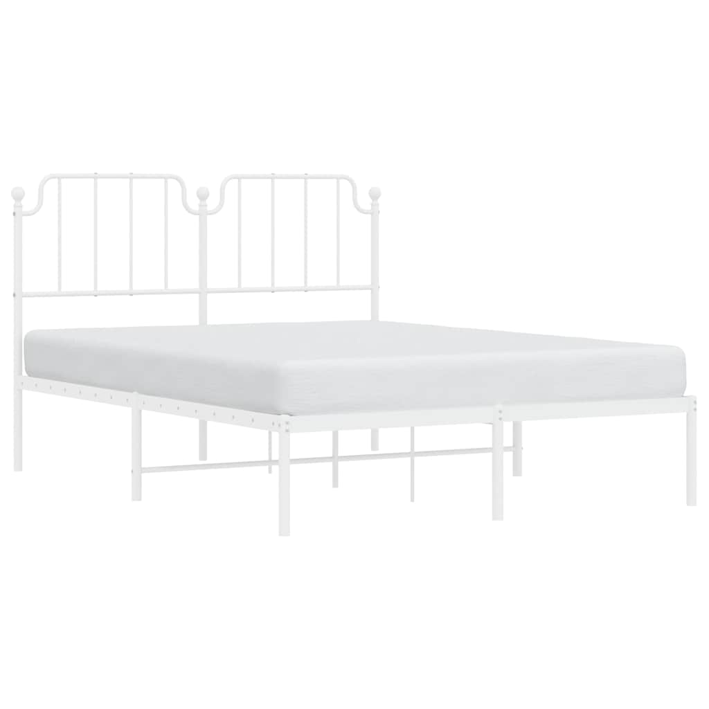 vidaXL Metal Bed Frame without Mattress with Headboard White 150x200cm 4