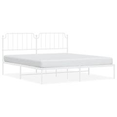 vidaXL Metal Bed Frame without Mattress with Headboard White 183x213cm 2