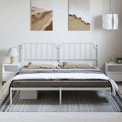 vidaXL Metal Bed Frame without Mattress with Headboard White 183x213cm 3