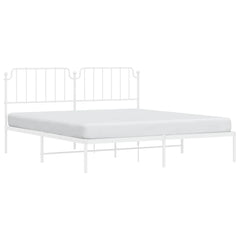 vidaXL Metal Bed Frame without Mattress with Headboard White 183x213cm 4