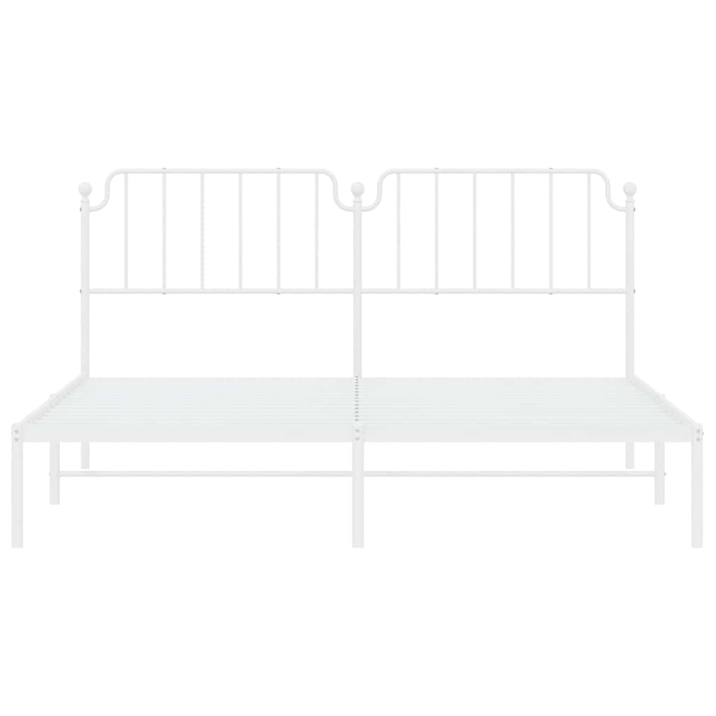 vidaXL Metal Bed Frame without Mattress with Headboard White 183x213cm 6