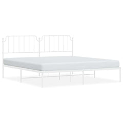 vidaXL Metal Bed Frame without Mattress with Headboard White 193x203cm 2