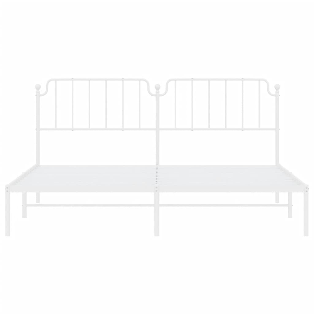 vidaXL Metal Bed Frame without Mattress with Headboard White 200x200cm 5