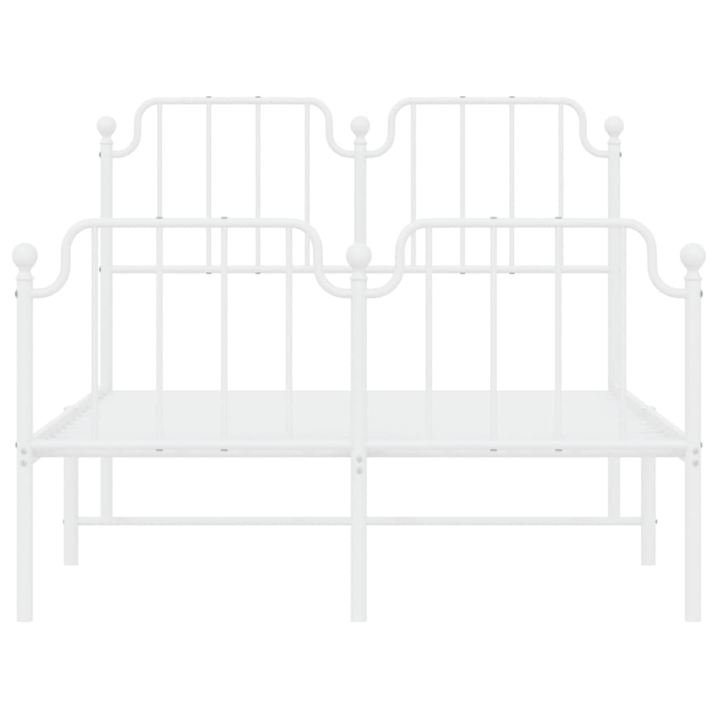 vidaXL Metal Bed Frame without Mattress with Footboard White 120x200cm 5