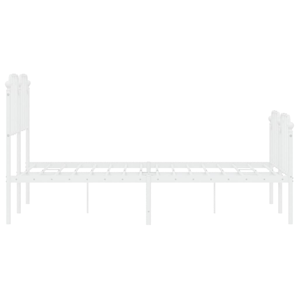 vidaXL Metal Bed Frame without Mattress with Footboard White 120x200cm 6