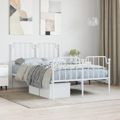 vidaXL Metal Bed Frame without Mattress with Footboard White 120x200cm 1