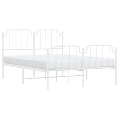 vidaXL Metal Bed Frame without Mattress with Footboard White 135x190cm 4