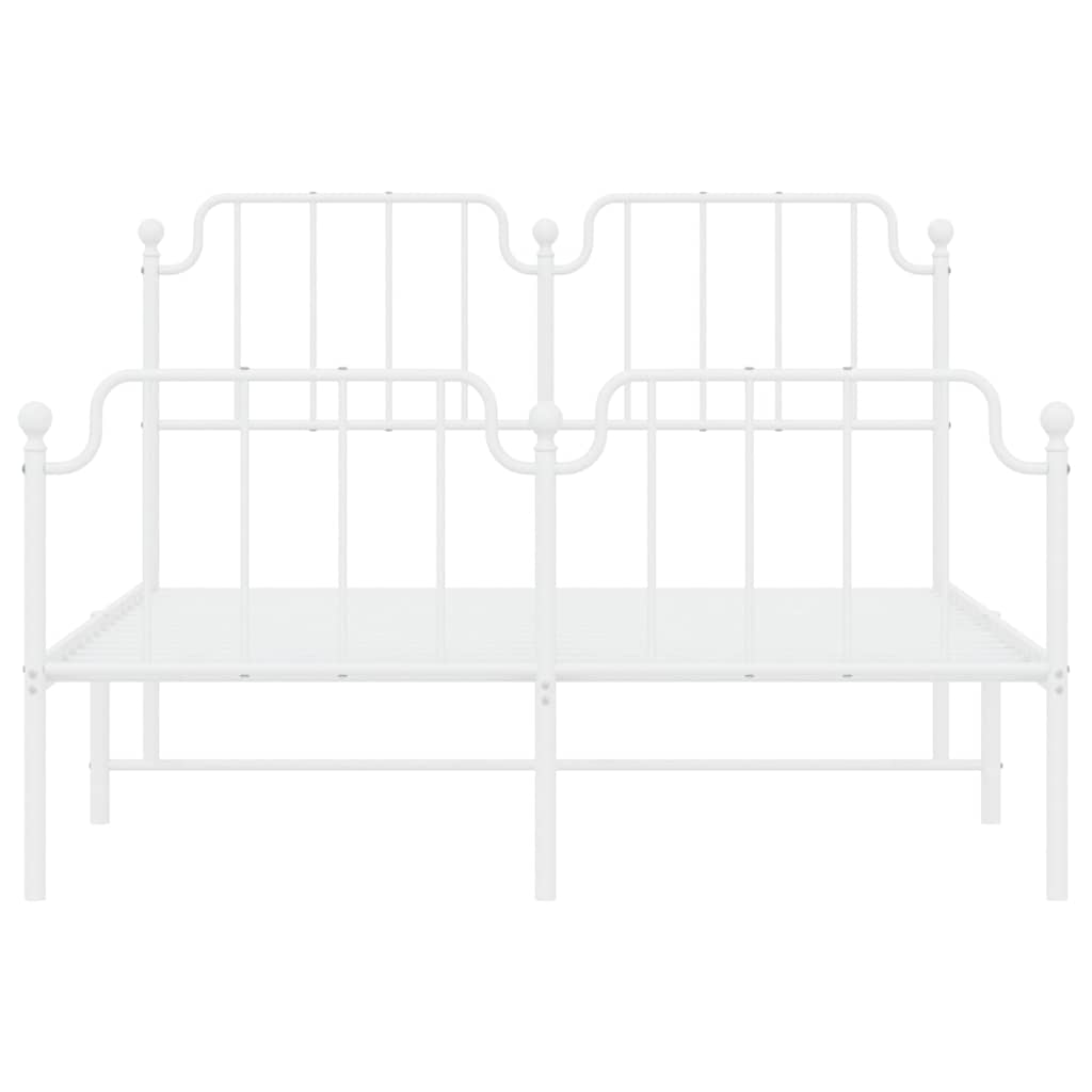 vidaXL Metal Bed Frame without Mattress with Footboard White 135x190cm 6