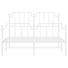 vidaXL Metal Bed Frame without Mattress with Footboard White 135x190cm 6