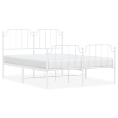 vidaXL Metal Bed Frame without Mattress with Footboard White 140x190cm 2