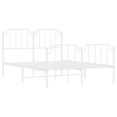 vidaXL Metal Bed Frame without Mattress with Footboard White 140x190cm 4
