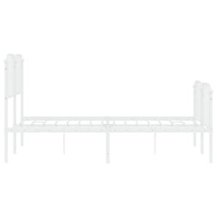 vidaXL Metal Bed Frame without Mattress with Footboard White 140x190cm 6