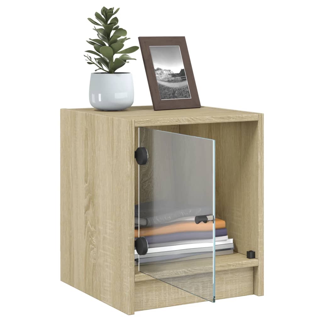 vidaXL Bedside Cabinets with Glass Doors 2 pcs Sonoma Oak 35x37x42 cm 5