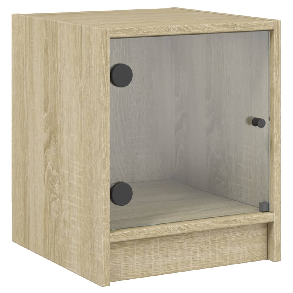 vidaXL Bedside Cabinets with Glass Doors 2 pcs Sonoma Oak 35x37x42 cm 6