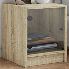 vidaXL Bedside Cabinets with Glass Doors 2 pcs Sonoma Oak 35x37x42 cm 1