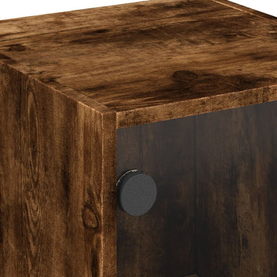 Bedside Cabinet with Glass Door Smoked Oak 35x37x42 cm