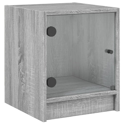 Bedside Cabinet with Glass Door Grey Sonoma 35x37x42 cm