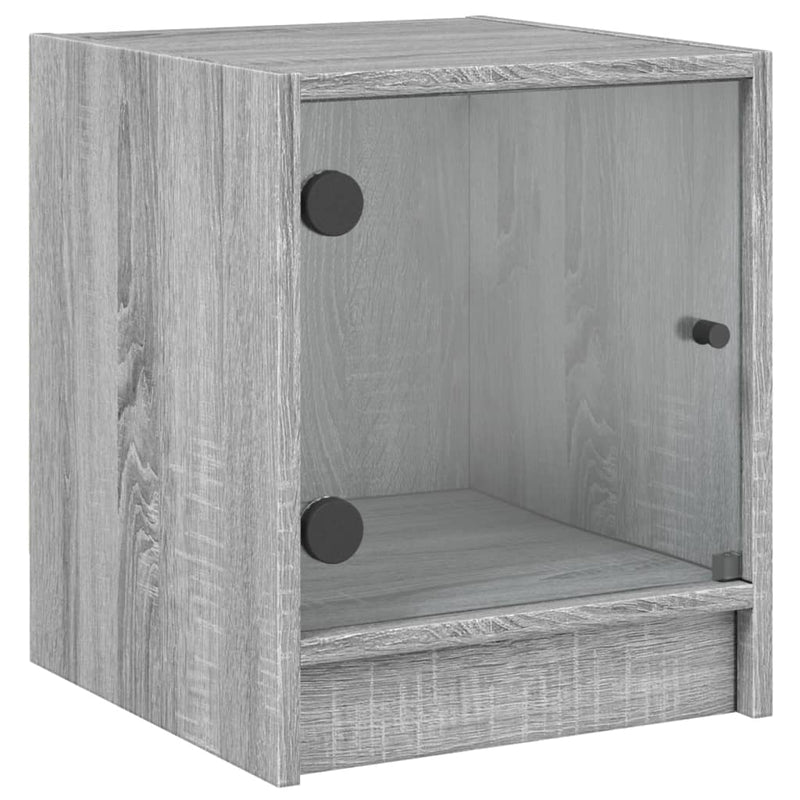 Bedside Cabinet with Glass Door Grey Sonoma 35x37x42 cm