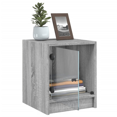 Bedside Cabinet with Glass Door Grey Sonoma 35x37x42 cm