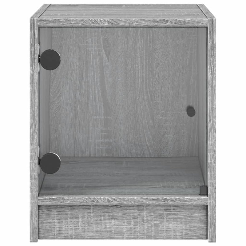 Bedside Cabinet with Glass Door Grey Sonoma 35x37x42 cm