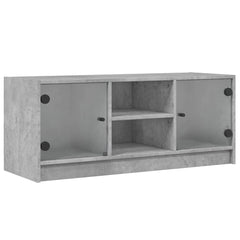 vidaXL TV Cabinet with Glass Doors Concrete Grey 102x37x42 cm 2