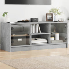 vidaXL TV Cabinet with Glass Doors Concrete Grey 102x37x42 cm 1